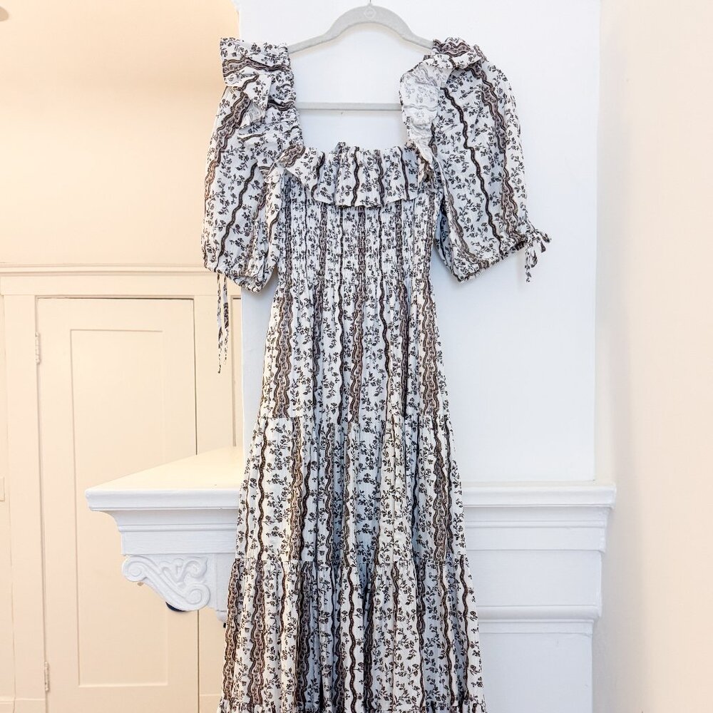 NWT Hill House Corinne Nap Dress in Mocha Provence Stripe (Brown Toile) XS